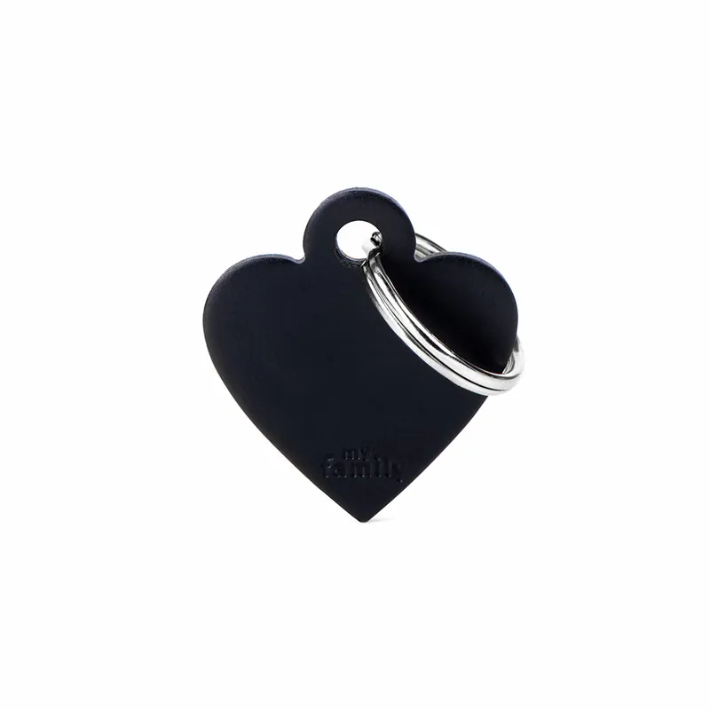 Neue Kollektion MY FAMILY Classic Small Heart Aluminum Tag schwarz Hundemarke